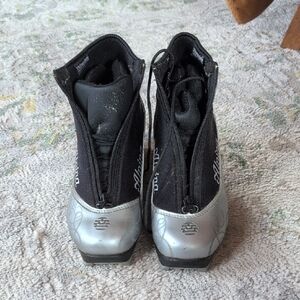 Women's Black and Silver Cross Country Ski Boots